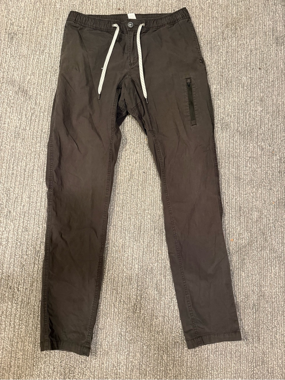 Vuori Men's Ripstop Pants Large Charcoal Brown Drawstring Utility Casual